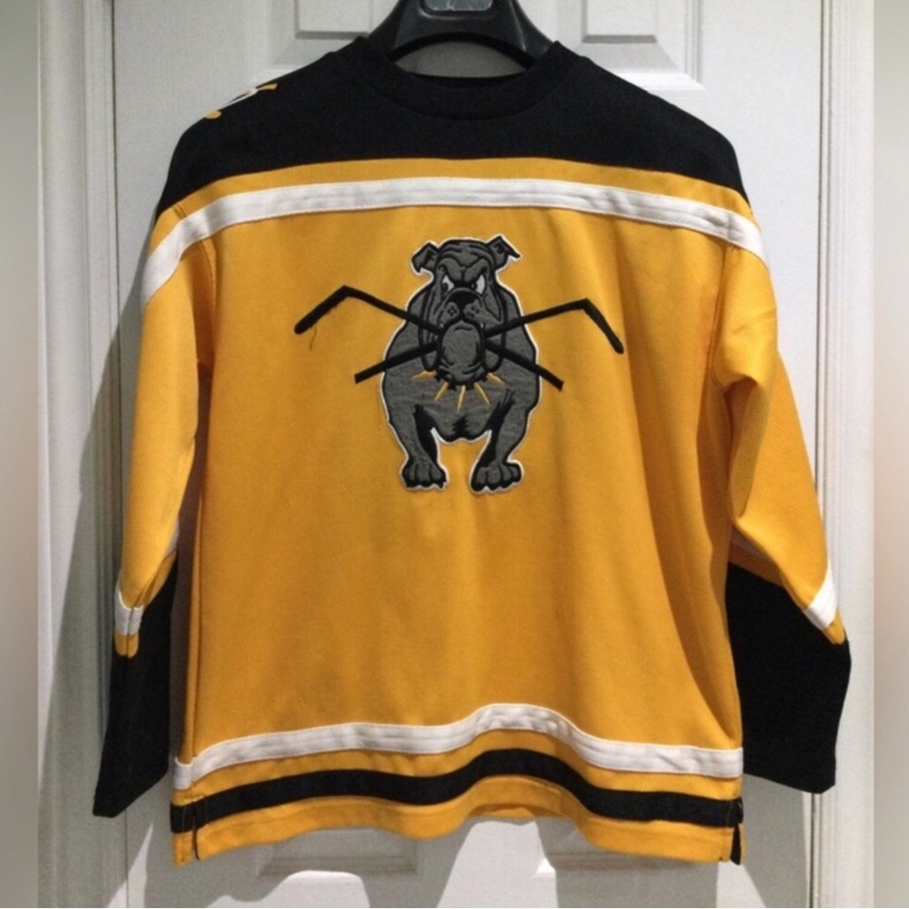 Athletic Works Yellow and Black Crewneck Bulldog Hockey Sweater